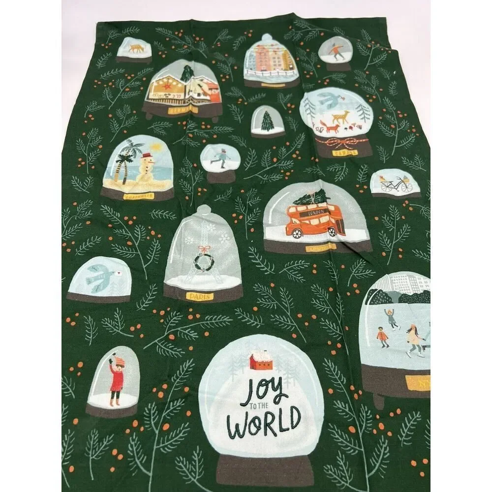Set of 3 Anthropologie Joy To The World Dish Towel 28” x 21” Christmas Holiday